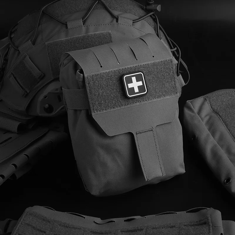 Panel trasero del botiquín de primeros auxilios de caza (tamaño grande) |   Botiquín de primeros auxilios impermeable compatible con MOLLE |   Para accesorios de aventura en la naturaleza - imagen 3