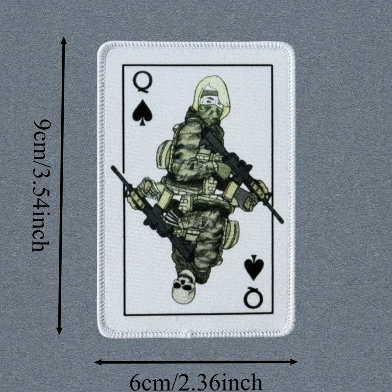 Parche con estampado de tarjeta Queen, chaleco táctico, gancho y bucle, sombrero, insignia de moral, mochila, pegatinas decorativas, parches para brazalete para ropa - imagen 3