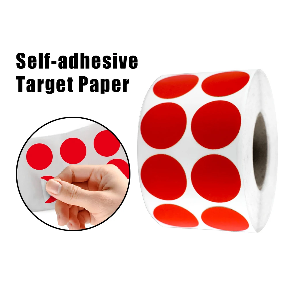 500/2000pcs Target Stickers 0.87/1'' Self-adhesive Bullseye Stickers Patch for Shooting Practice Air Gun Pistol BB Gun Black Red - imagen 2