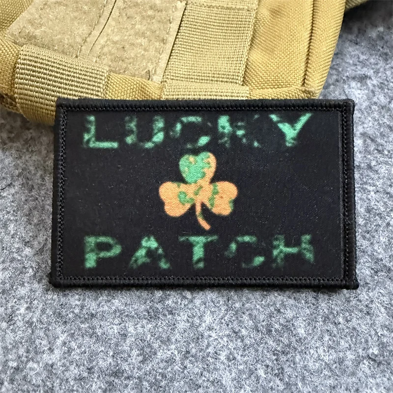 Parche de la suerte, Chevron táctico, parches de trébol con gancho y bucle, insignia de moral militar, brazalete, mochila, pegatina decorativa para ropa