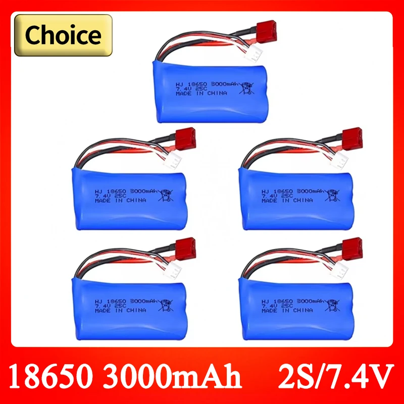 7,4 V 3000mAh 18650 batería de iones de litio para Wltoys 10428 /12428/12423 piezas de coche RC 2s 7,4 v batería para Wltoys 144001 16101 16102 16103