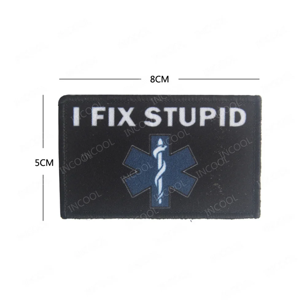 Parches bordados I Fix Stupid IR, parche reflectante con estampado divertido, insignias decorativas para hombros, apliques para ropa, mochila, gorra - imagen 3