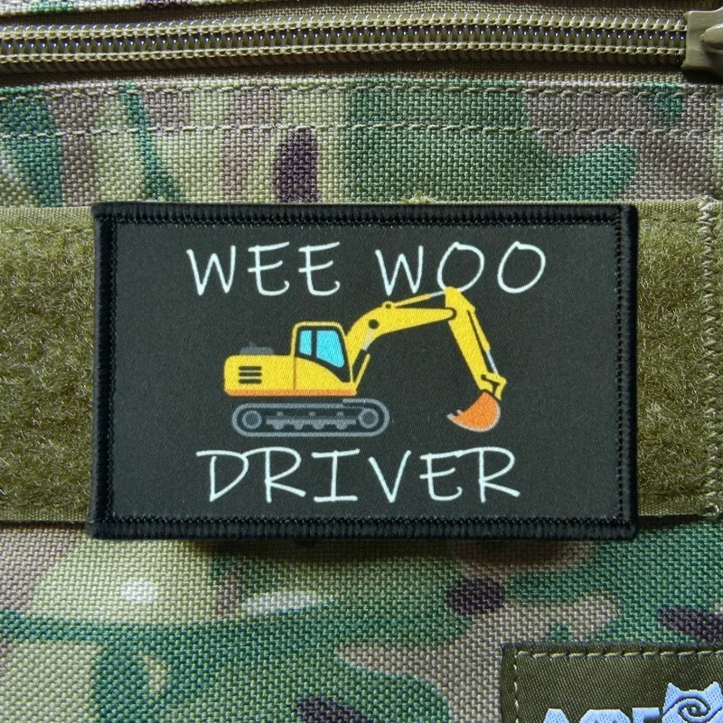 Parche con estampado de conductor WEE WOO, chaleco táctico, gancho y bucle, sombrero, insignia de moral, mochila, pegatinas decorativas, parches para brazalete para ropa - imagen 5