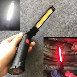 Linterna plegable en forma de L con carga USB, luz LED de emergencia, luz roja, luz blanca, luz de señal de rescate de emergencia para exteriores