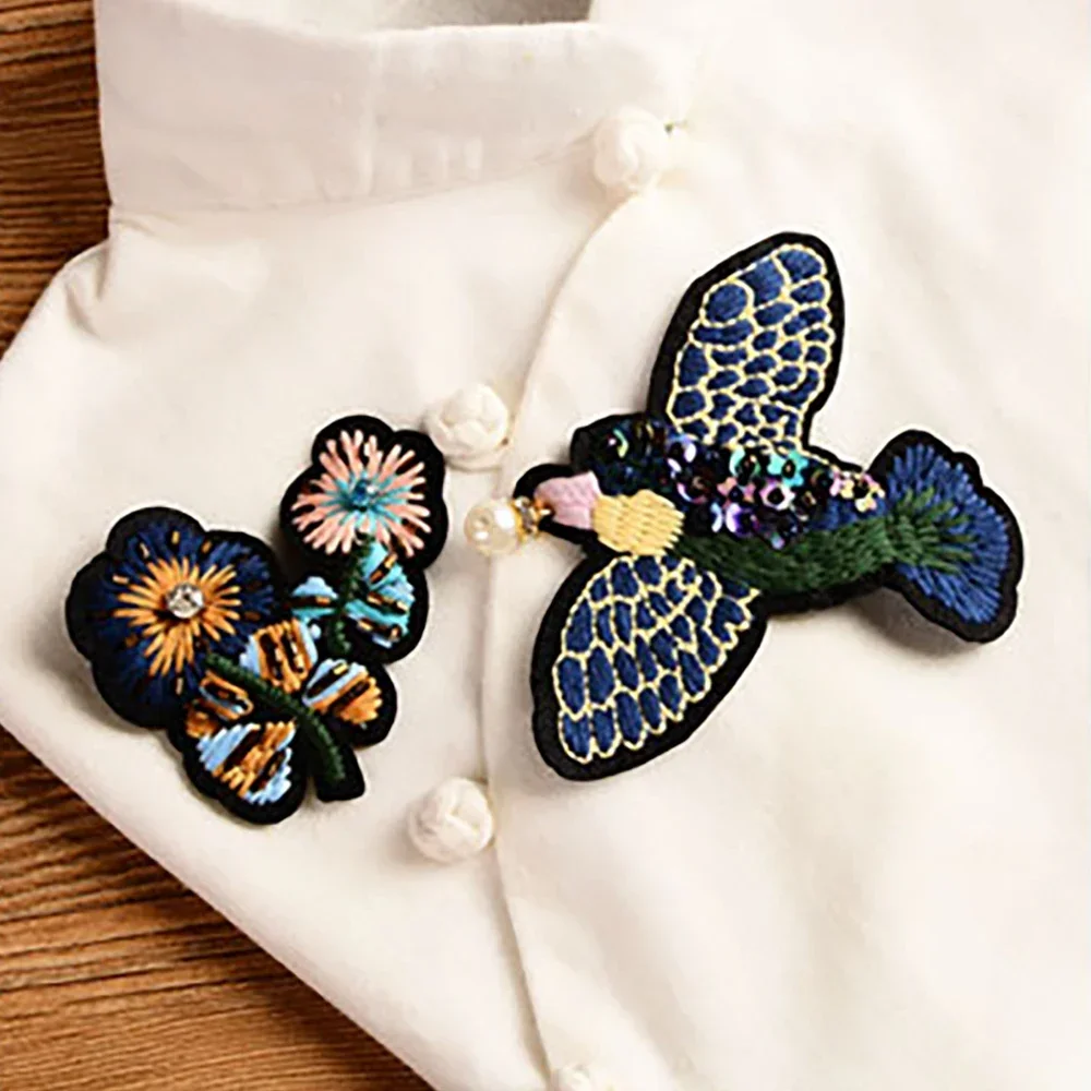 Parches de lentejuelas con cuentas de pájaros hechos a mano, pegatinas de tela para coser, apliques de pájaros, pegatina de lentejuelas 3D DIY en la ropa, decoración de abrigos - imagen 4