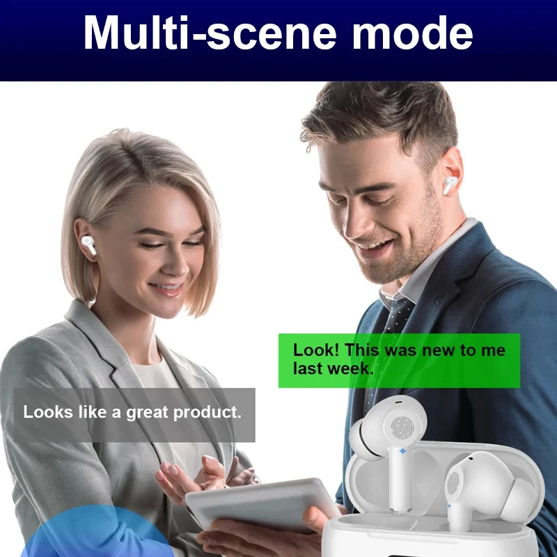 Auriculares con traductor inalámbrico BT5.3, cancelación de ruido, compatible con traducción en tiempo Real en 144 idiomas con estuche de carga para micrófonos - imagen 4