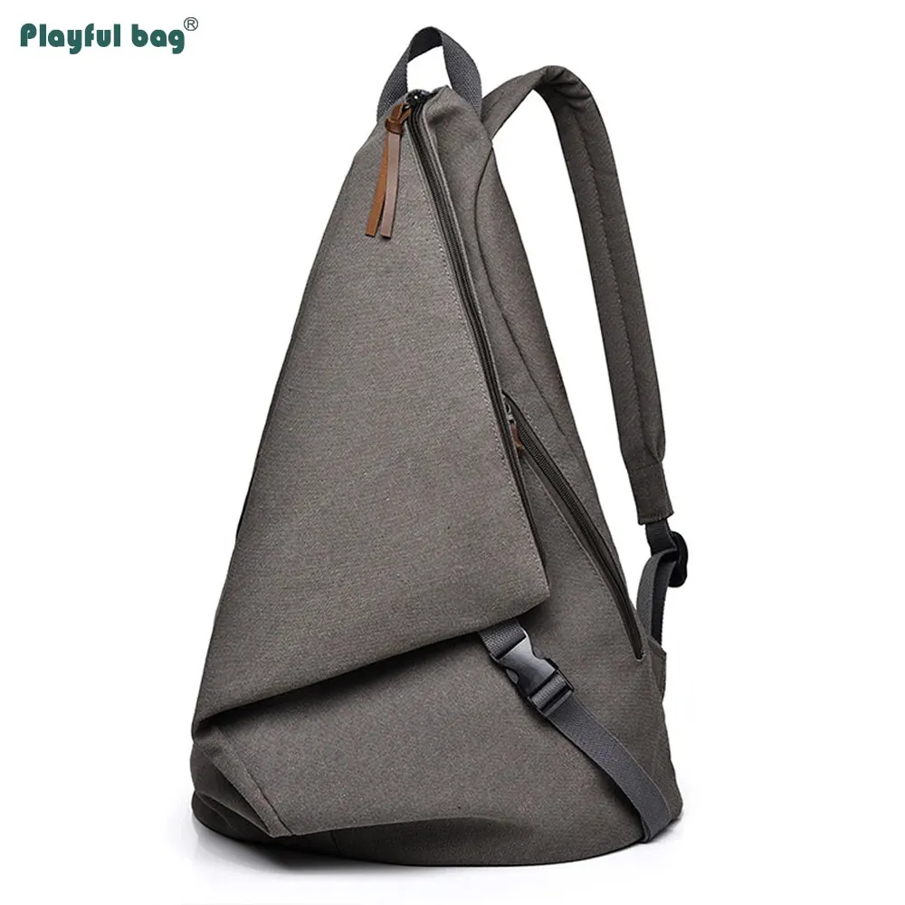 Mochila triangular de lona para hombre, bolso de gran capacidad para exteriores, mochila de viaje de ocio, AVA279 - imagen 4
