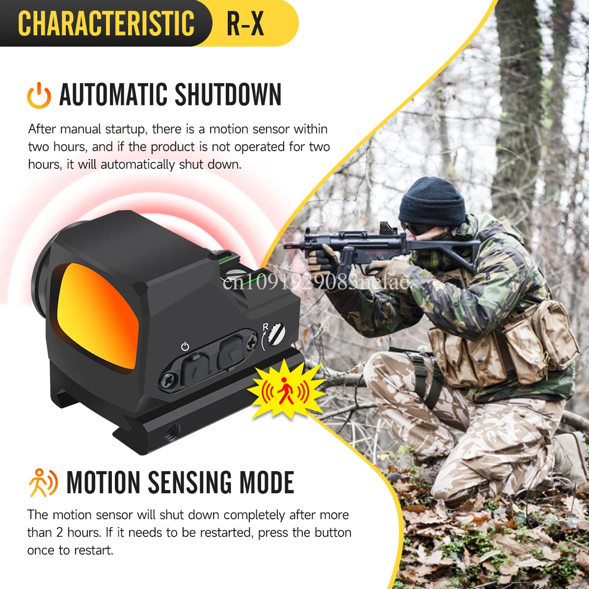 Mira de caza R-X Red Dot equipada con función de apagado automático, para mira telescópica táctica Glock - imagen 4