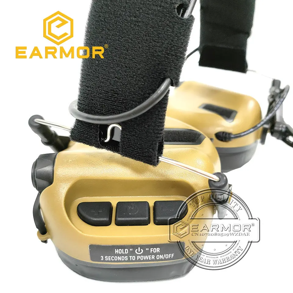EARMOR-auriculares tácticos M32 MOD4 Coyote marrón, protección auditiva, orejeras de tiro con micrófono, amplificación de sonido - imagen 4