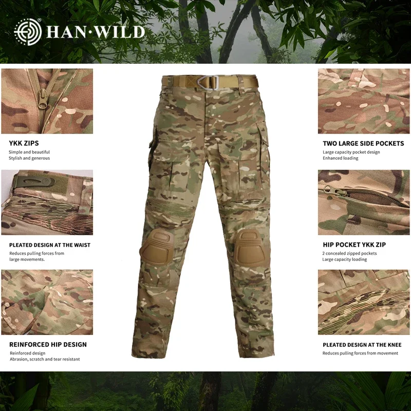 Pantalones G3 con rodilleras para exteriores, ropa de camuflaje para Paintball, caza, senderismo, Trekking - imagen 3