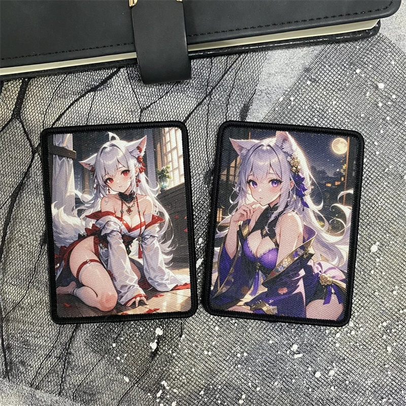 Parches de insignia de moral de chica Sexy de animación Erciyuan japonesa, mochila táctica, pegatina para sombrero, brazalete del ejército militar, gancho y bucle - imagen 2