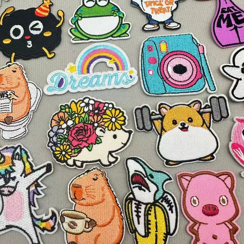 Parches bordados de dibujos animados para ropa, parche de animales bonito, parches para planchar para ropa, insignias DIY en decoración de mochila - imagen 2