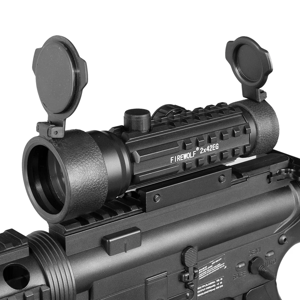 Mira de punto rojo 2x42 con riel, mira de punto rojo, iluminada en rojo y verde para rieles de 11mm y 20mm, buena calidad - imagen 4