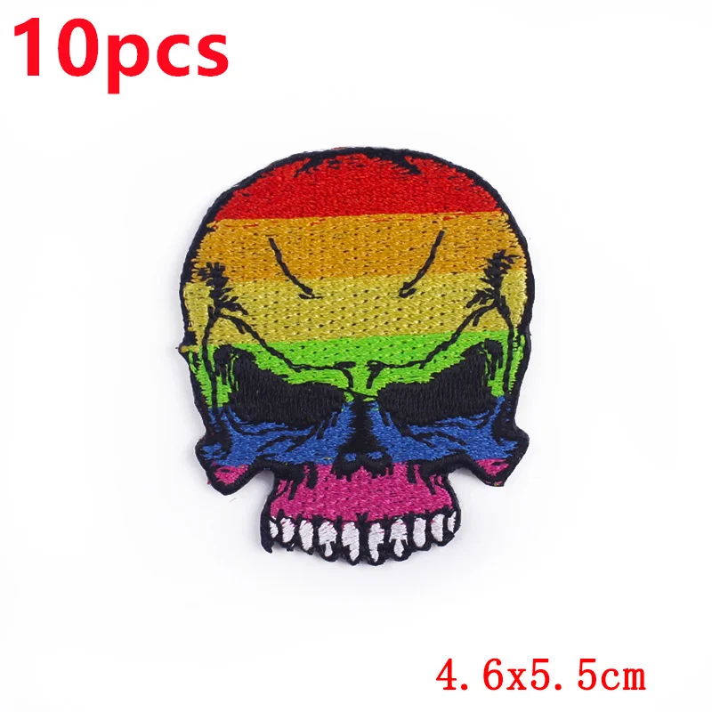 10 unids/pack de parches bordados de calavera de terror en ropa León fusible hierro en parche para ropa coser apliques en sombreros DIY - imagen 4