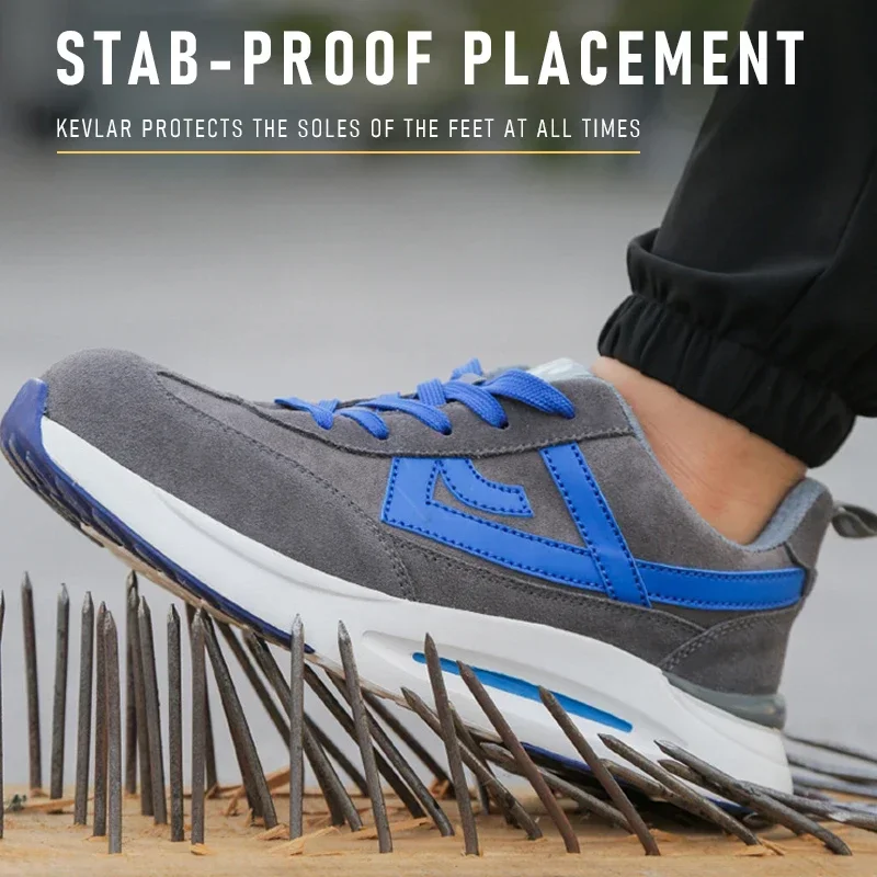 Zapatillas de trabajo transpirables para hombre y mujer, zapatos de seguridad con punta de acero, antigolpes, antipuñaladas, indestructibles - imagen 4