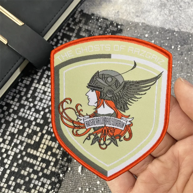 Ace Combat-insignia de los fantasmas de la moral de Ragriz, parche tejido, equipo militar táctico, brazalete, gancho y bucle, pegatinas para mochila y ropa - imagen 2