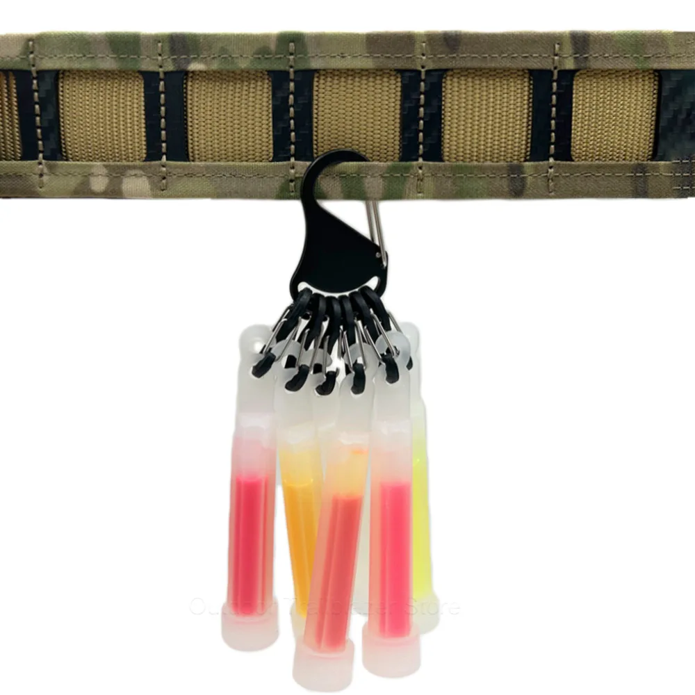 Soportes tácticos de aleación de aluminio para luz Chem, mosquetón con 6 carpetas en S, barras luminosas, hebilla de almacenamiento de llaves para acampar al aire libre - imagen 3