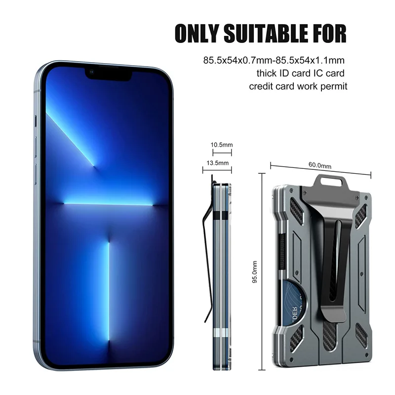 Bolsa de tarjetas de aleación de aluminio, etiqueta de trabajo transparente, billetera de Metal Rfid, Clip para tarjeta de identificación de trabajo - imagen 2