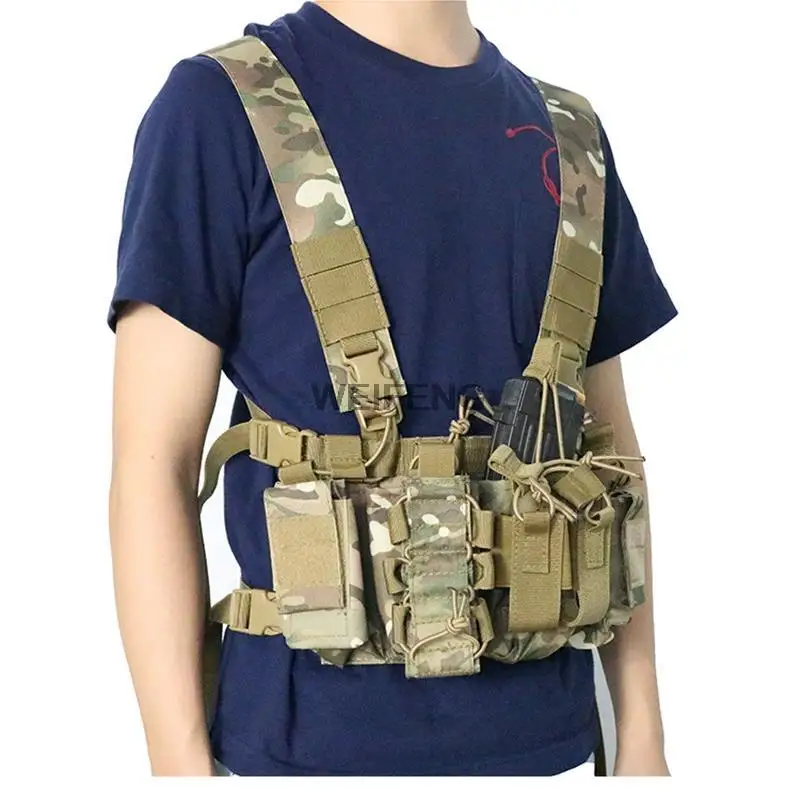 Bolsa táctica de aparejo de pecho, chaleco de arnés en H, bolsa de revista, bolsa de walkie-talkie Airsoft, paquete frontal de chaleco de caza - imagen 4