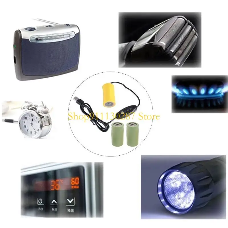 J1HC USB 5V a 1,5 V 3V 4,5 V tamaño D Cable eliminación batería Virtual Cable convertidor USB Línea alámbrica para luz - imagen 3