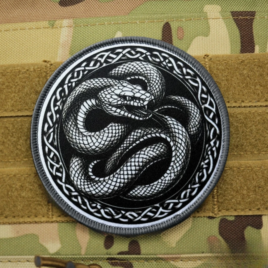 Parche Chevron con estampado de serpiente hambriento, parches de gancho y bucle para ropa, parche táctico de moral, brazalete del ejército militar, pegatina para mochila - imagen 5