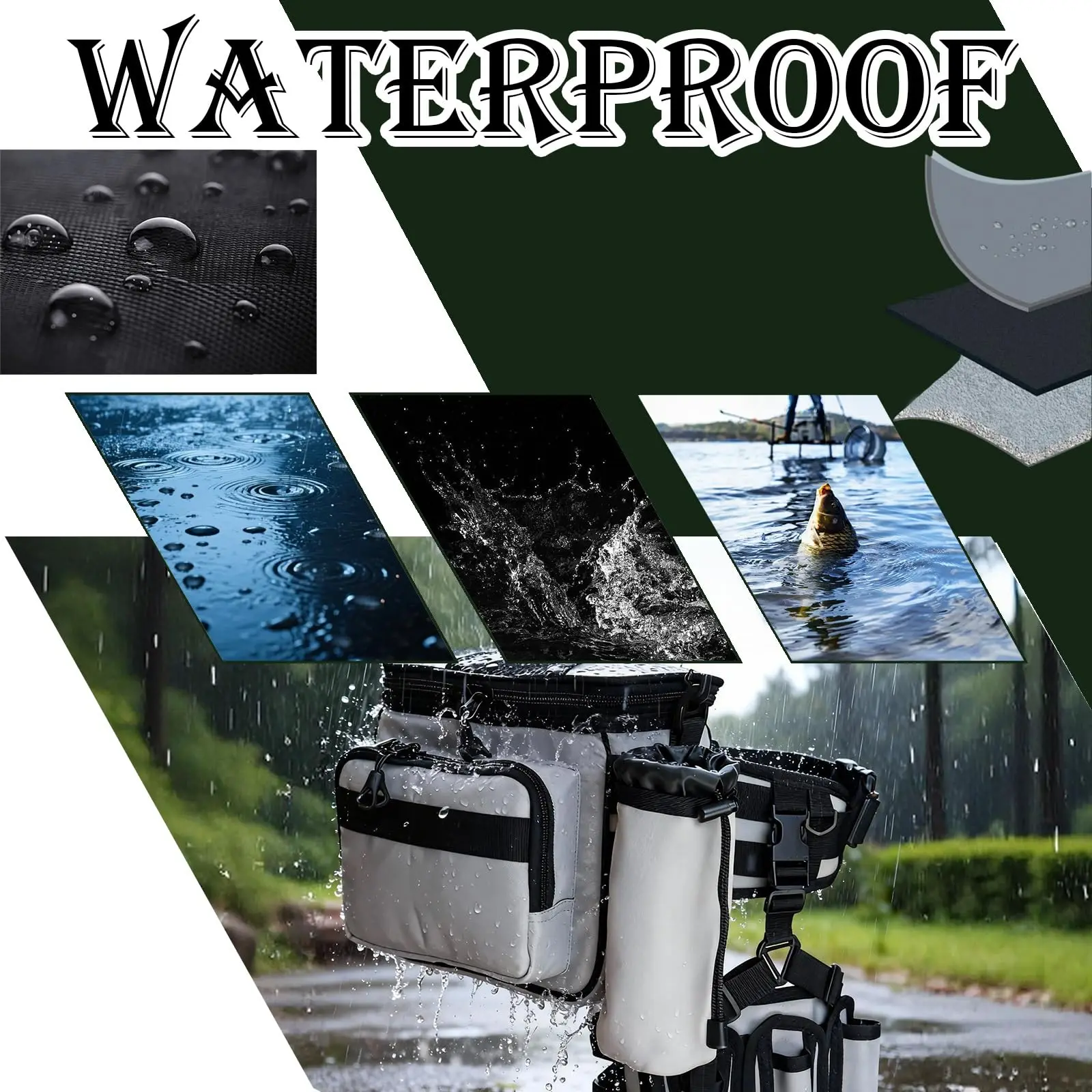 Bolsas multifuncionales para aparejos de pesca con sistema MOLLE y soporte para botellas de agua, señuelos de peces, almacenamiento de utilidad, riñonera de pesca - imagen 3