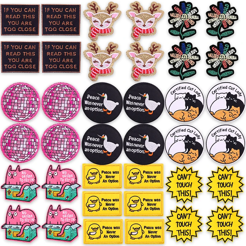 10 unids/lote parche de dibujos animados de gato y pato juguetón, parches bordados para planchar para mochila, sombrero, tema Animal lindo, accesorio diario caprichoso - imagen 2