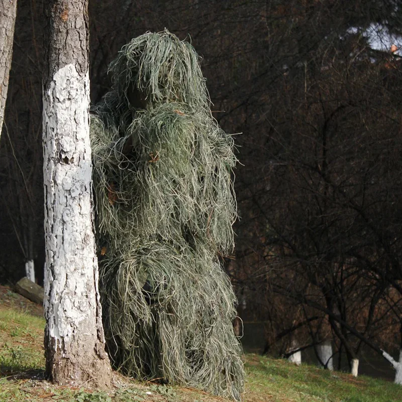 Traje Ghillie de hierba marchita 3D, traje de caza de camuflaje para observación de aves y conjunto de ropa de caza ligera sigilosa al aire libre, 5 uds. - imagen 2