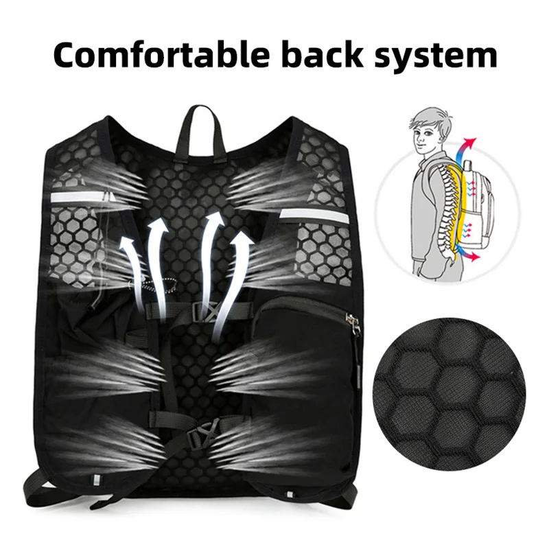 Mochila con chaleco hidratante para ciclismo, bolsa portátil para correr, senderismo, maratón, trotar, bolsas deportivas multifuncionales ultraligeras para exteriores - imagen 5