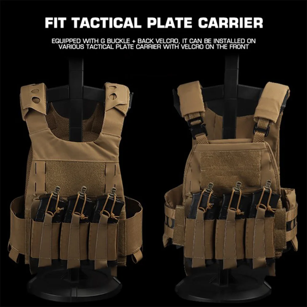 Bolsa para revistas con solapa frontal Triple elástica 5,56, 7,62 M4 AK MAG FCPC FCSK, chaleco portador de placa, accesorios de combate, caza Airsoft - imagen 3