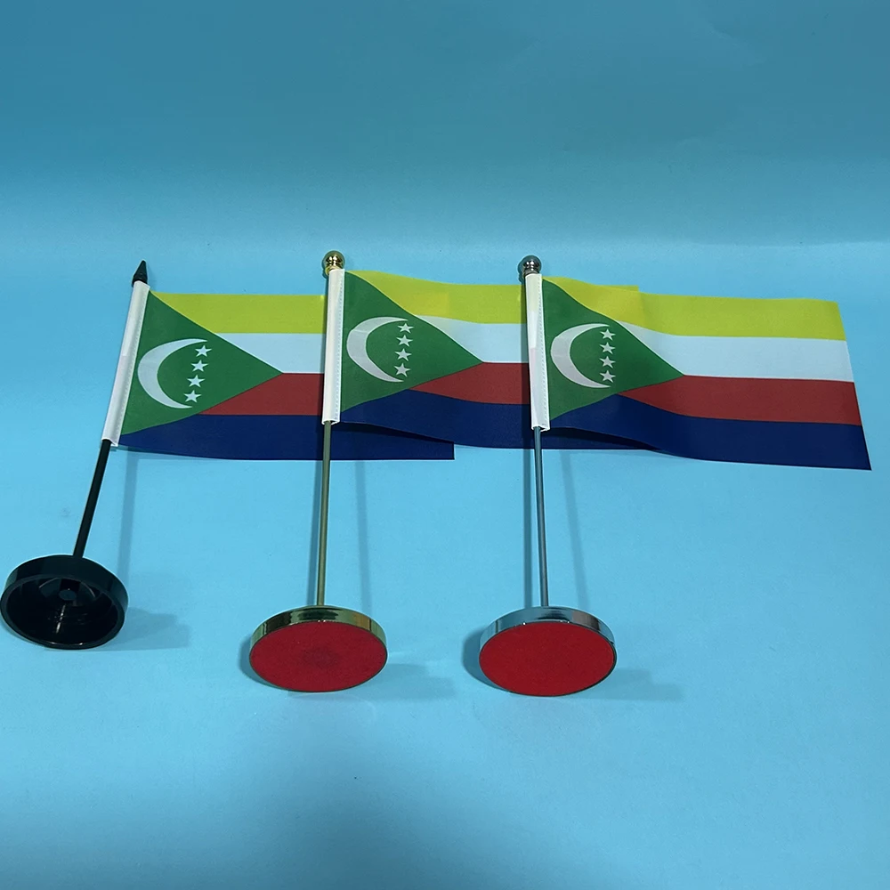BANDERA DE SKY, bandera de escritorio de oficina de Comoros, 14x21cm, poliéster, bandera nacional de Comoros, adornos de escritorio, banderas - imagen 2