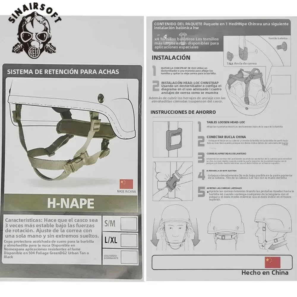 Sistema de retención de casco táctico, correa para la barbilla en forma de H para accesorios de casco MICH /ACH AF PASGT/M88 - imagen 3