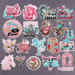 Parche bordado de estilo occidental, parches termoadhesivos para planchar de vaquero para ropa, insignias de rayas de vaquera DIY en mochila