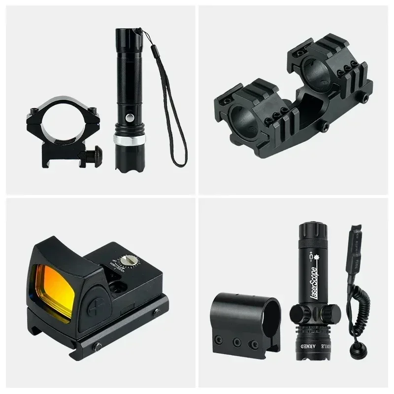 Mira iluminada con retícula roja y verde táctica, 6-24x50AOEG con punto rojo, Combo láser óptico para caza, Combo de accesorios Airsoft - imagen 4