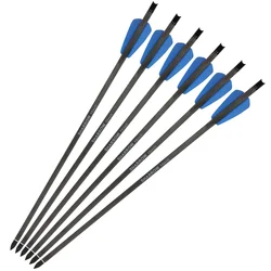 Flechas para Ballesta, 6/12 Piezas, 7.5/15 Pulgadas, Flecha de Carbono Puro, Diámetro Interior 6.2mm, Diámetro Exterior 7.4mm, Punta de 100 Granos, para Caza con Arco, Tiro al Blanco, Flechas para Ballesta