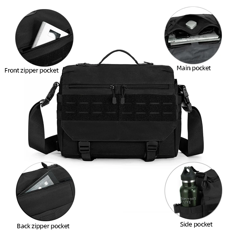 Bolsa de gimnasio tipo mensajero, deportes tácticos, escalada, Camping, desplazamientos, bolsos de hombro tipo bandolera, viajes al aire libre, negocios, tableta, iPad - imagen 3