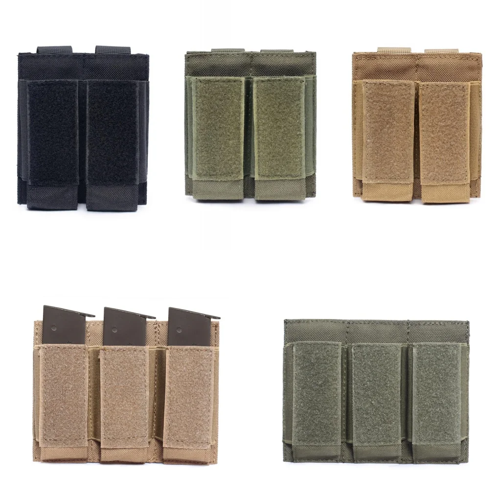 Molle-riñonera EDC doble Triple de 9MM, bolsa para revistas, soporte para linterna de caza, Airsoft Mag, chaleco