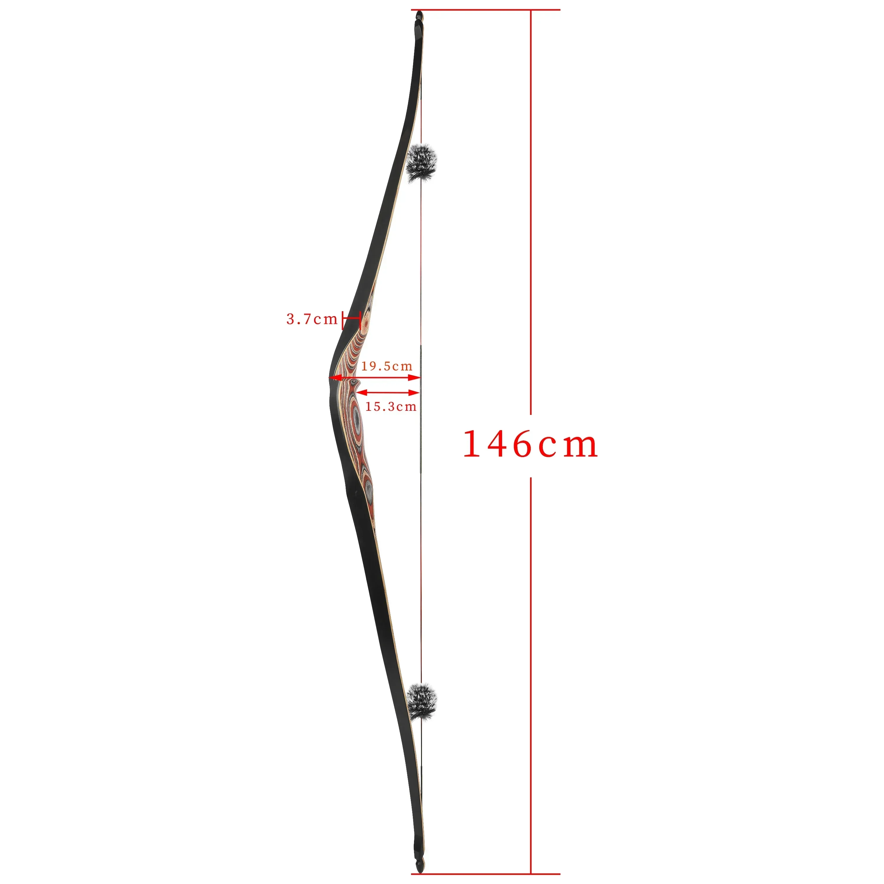 Arco tradicional de tiro con arco de 58 pulgadas, 20-50 libras para mano izquierda derecha, extremidades de arco epoxi de alta resistencia, mango de madera, arco de caza - imagen 2