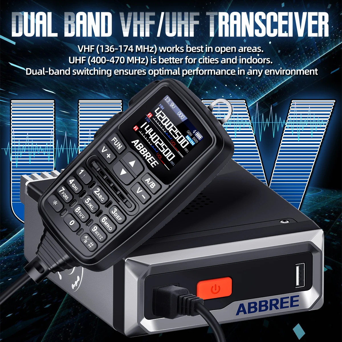 ABBREE AR-7600 V1/V2 Mini Radio móvil GPS multibanda copia inalámbrica frecuencia Walkie Talkie de coche de largo alcance con micrófono de altavoz - imagen 4