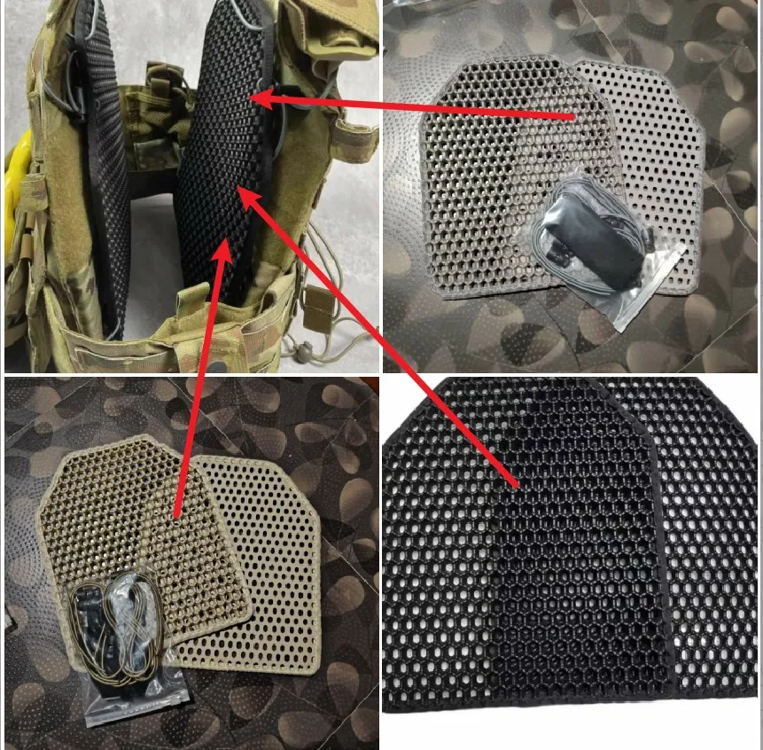 Amortiguación de mochila modular, almohadillas de enfriamiento, acolchado transpirable 3D para chalecos de juego de Paintball táctico de caza, 2 uds. - imagen 3