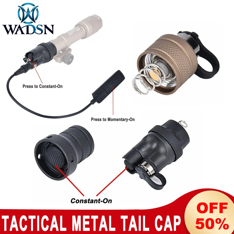 WADSN tapa trasera táctica de nailon/Metal, cubierta de interruptor de presión de doble función para linterna M300 M600, luz de arma de caza Airsoft