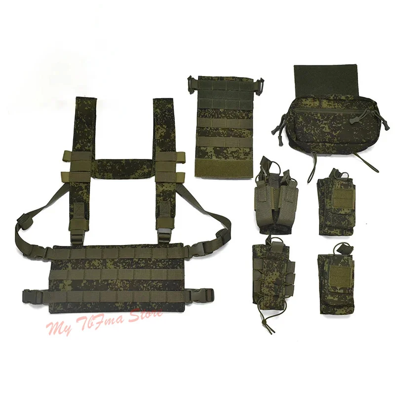 Chaleco táctico MOLLE D3 ligero de camuflaje Digital ruso EMR con bolsa de accesorios para colgar en el pecho - imagen 4