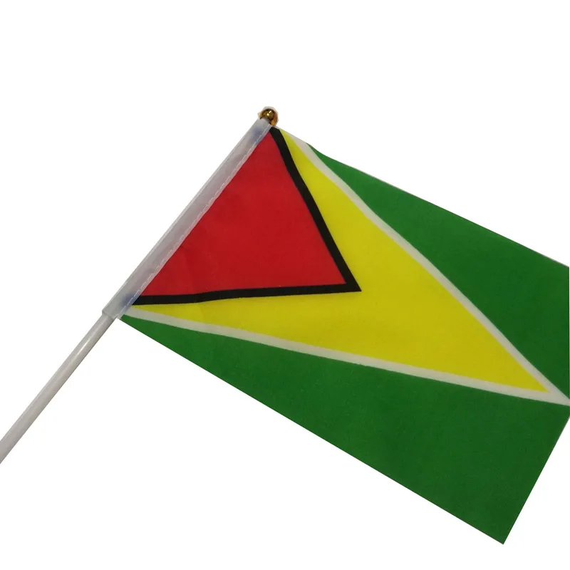 10 unids/lote banderas onduladas a mano de Guyana 14x21cm bandera de Guyana al por mayor - imagen 2