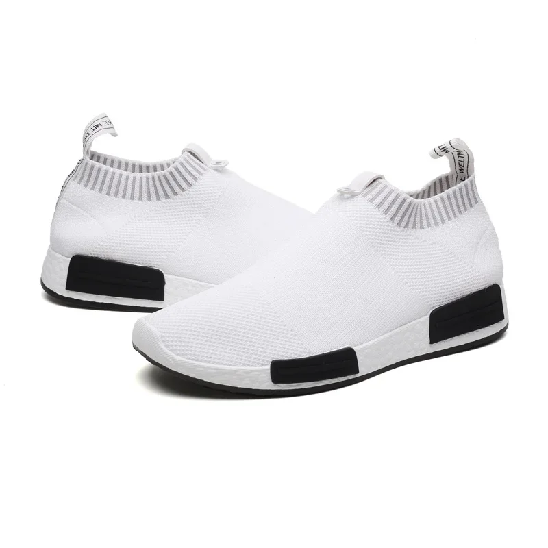 Zapatos de malla para hombre, zapatillas ligeras y transpirables para caminar, nuevos zapatos informales cómodos sin cordones para hombre, zapatos de calcetín negro 2025 - imagen 5