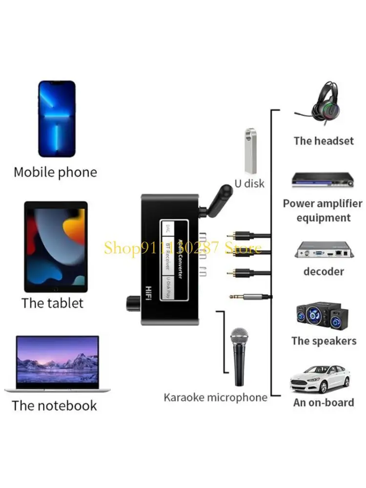 Adaptador convertidor J1HC r DAC Coaxial a R/L Adaptador auxiliar 3,5 mm compatible con disco U