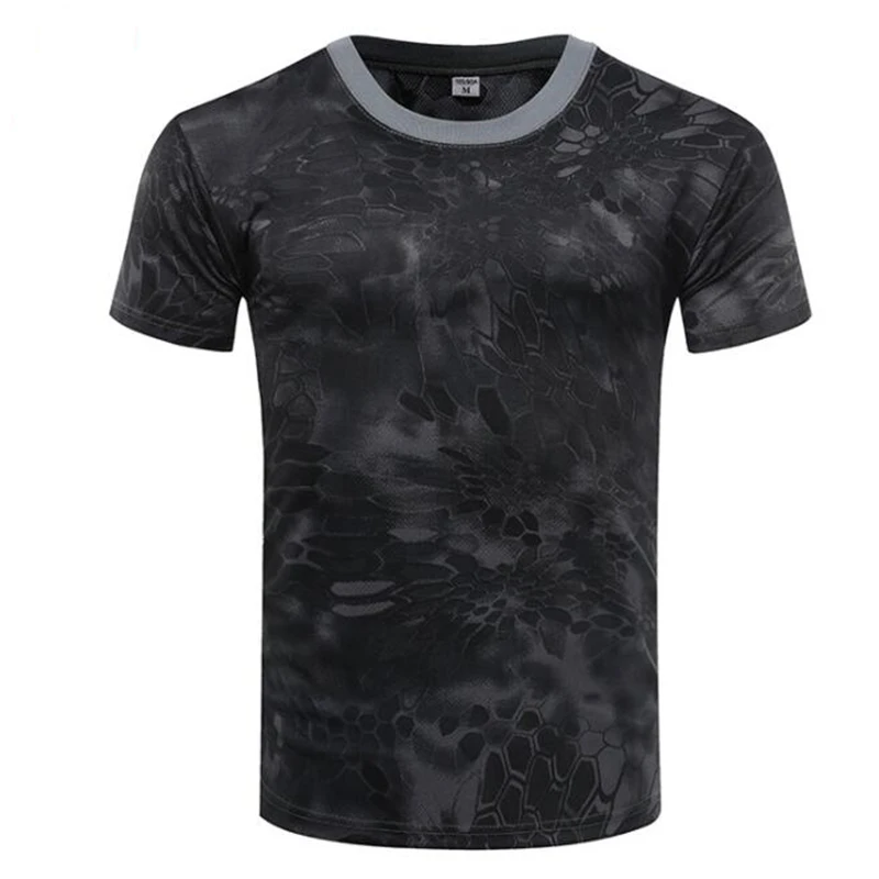 Camiseta de secado rápido para hombre, camiseta transpirable de camuflaje de combate Airsoft, camiseta informal militar de manga corta para caza y senderismo de verano - imagen 5
