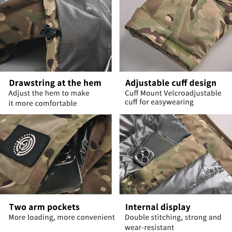 Trajes tácticos de Paintball para exteriores, chaquetas de algodón de camuflaje para caza, pantalones para hombre, traje holgado impermeable, cálido, resistente al desgaste para invierno - imagen 4
