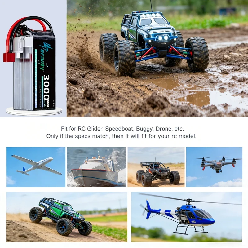 TERANTY Batería Lipo 4S 3000mAh 60C-80C con enchufe XT60 para dron FPV - imagen 5