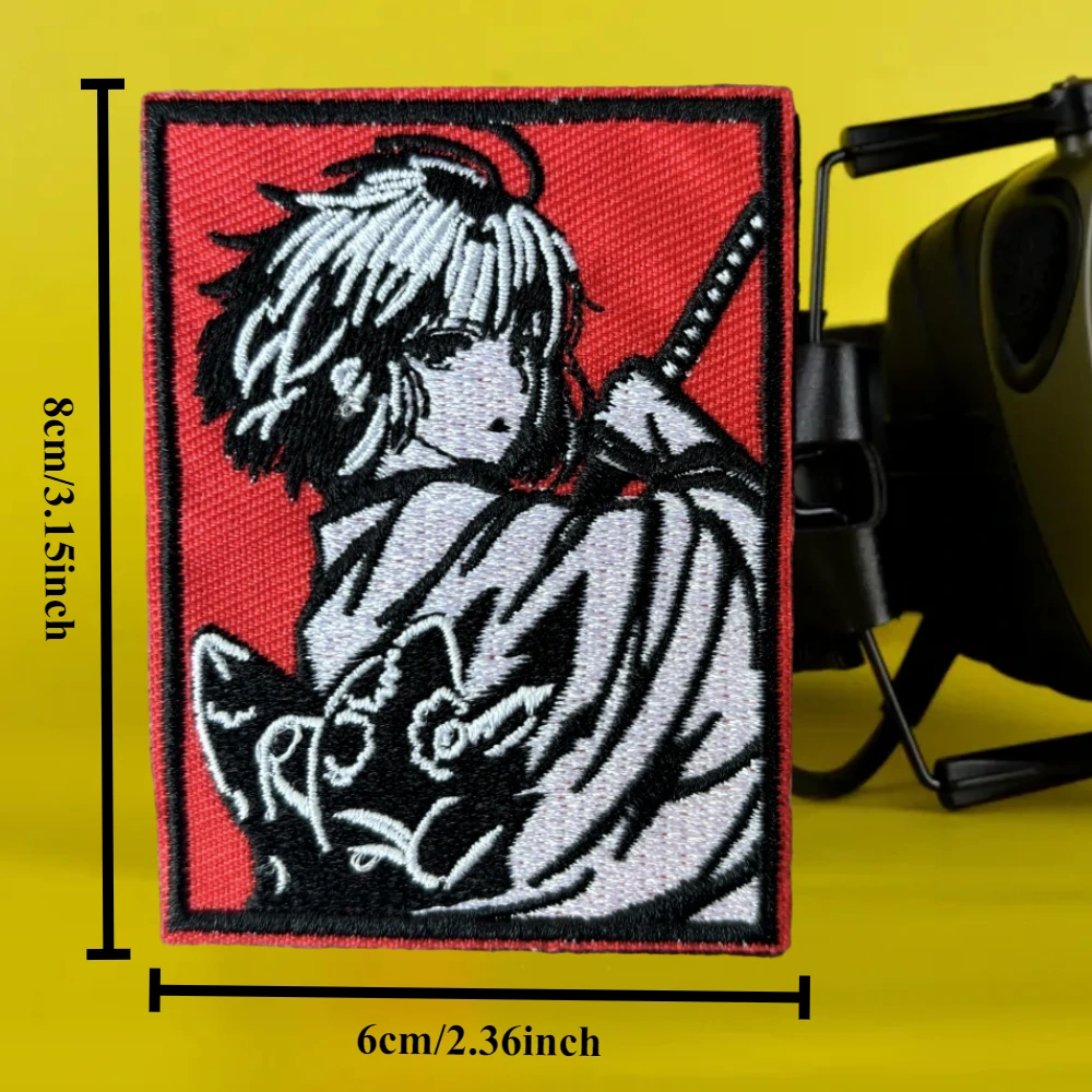 Parche táctico japonés samurái para chica, parches bordados con gancho y bucle para ropa, insignia de moral militar, brazalete, pegatinas para mochila - imagen 3