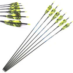 Flechas de carbono plumas pavo puntas nock para arco recurvo caza tiro